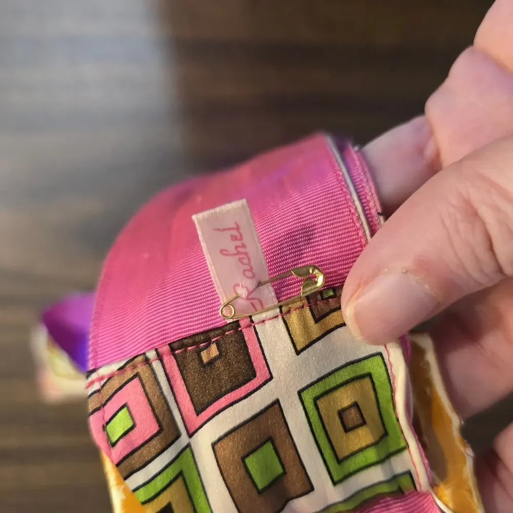 Rachel weissman silk geometric belt faux bamboo buckle
